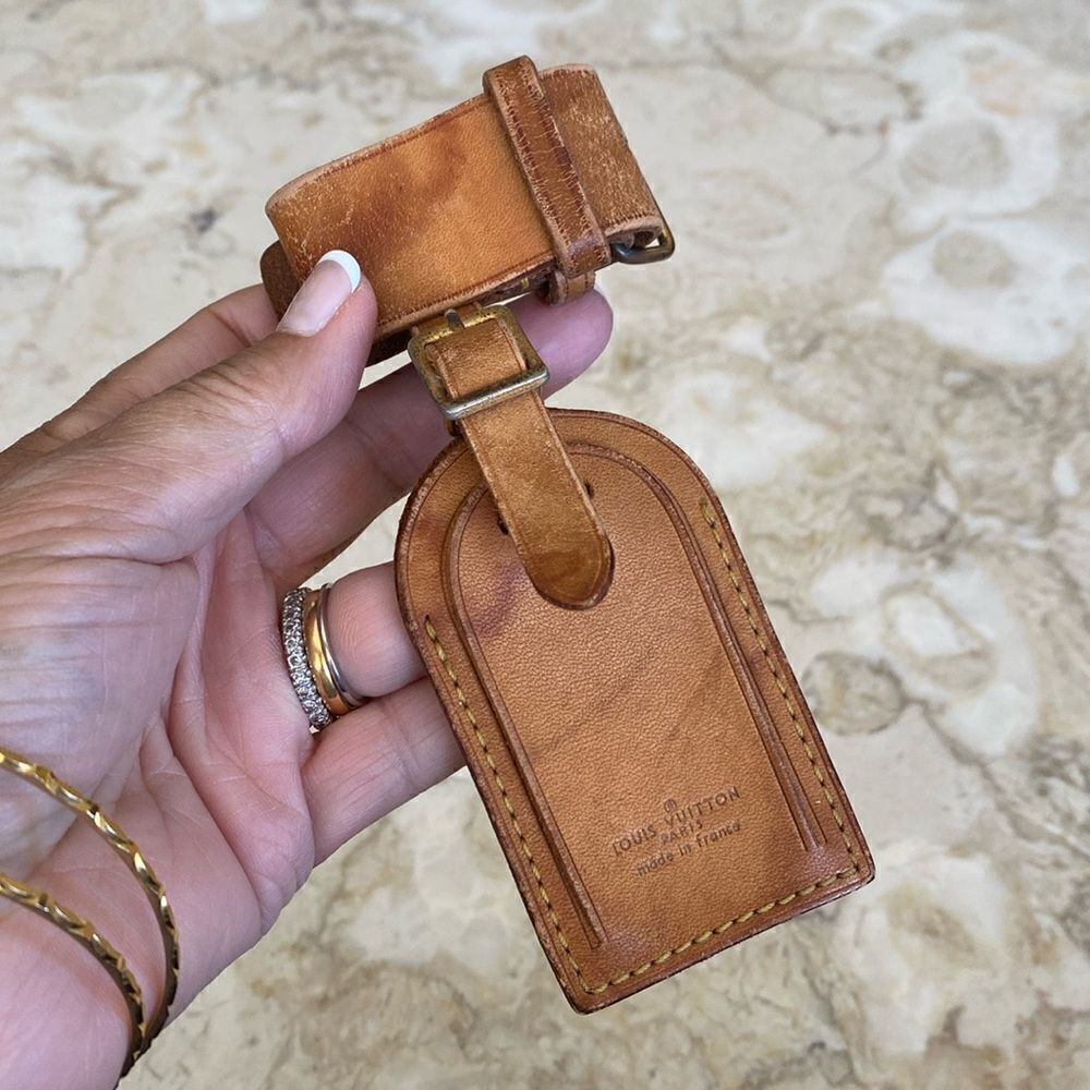 Vintage Louis Vuitton Vachetta Leather Luggage Tag & Poignet